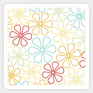 Abstract Flowers Red Yellow Orange Lime Teal White Sticker